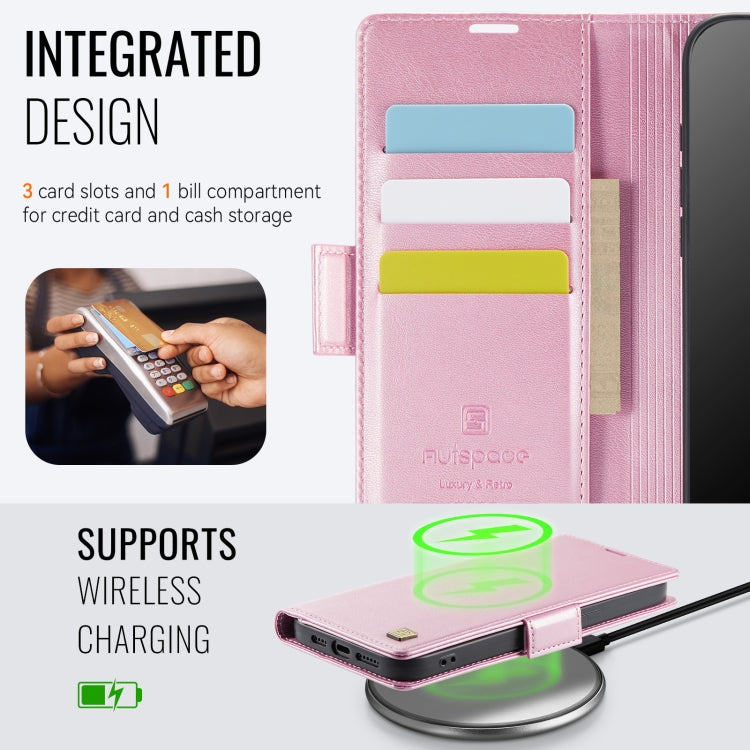 For iPhone 15 Plus AutSpace A11 Side Buckle MagSafe Magnetic RFID Phone Leather Case