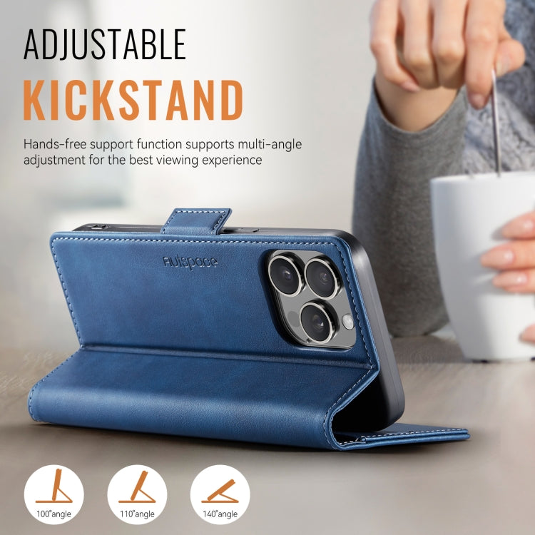 For iPhone 13 Pro AutSpace A11 Side Buckle MagSafe Magnetic RFID Phone Leather Case