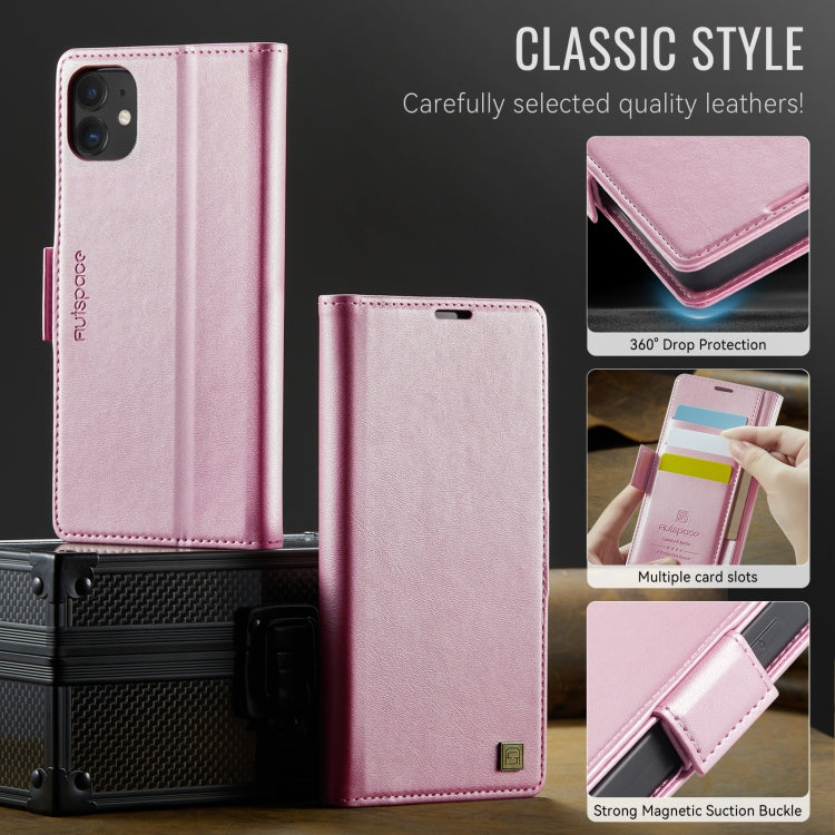 For iPhone 12 / 12 Pro AutSpace A11 Side Buckle MagSafe Magnetic RFID Phone Leather Case