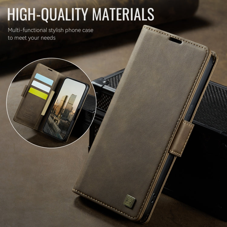 For iPhone 12 / 12 Pro AutSpace A11 Side Buckle MagSafe Magnetic RFID Phone Leather Case