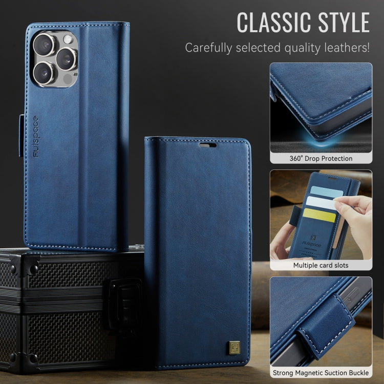 For iPhone 12 Pro Max AutSpace A11 Side Buckle MagSafe Magnetic RFID Phone Leather Case