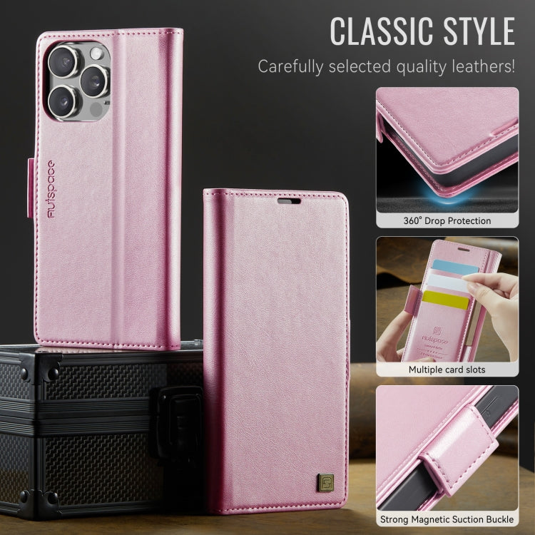 For iPhone 12 Pro Max AutSpace A11 Side Buckle MagSafe Magnetic RFID Phone Leather Case