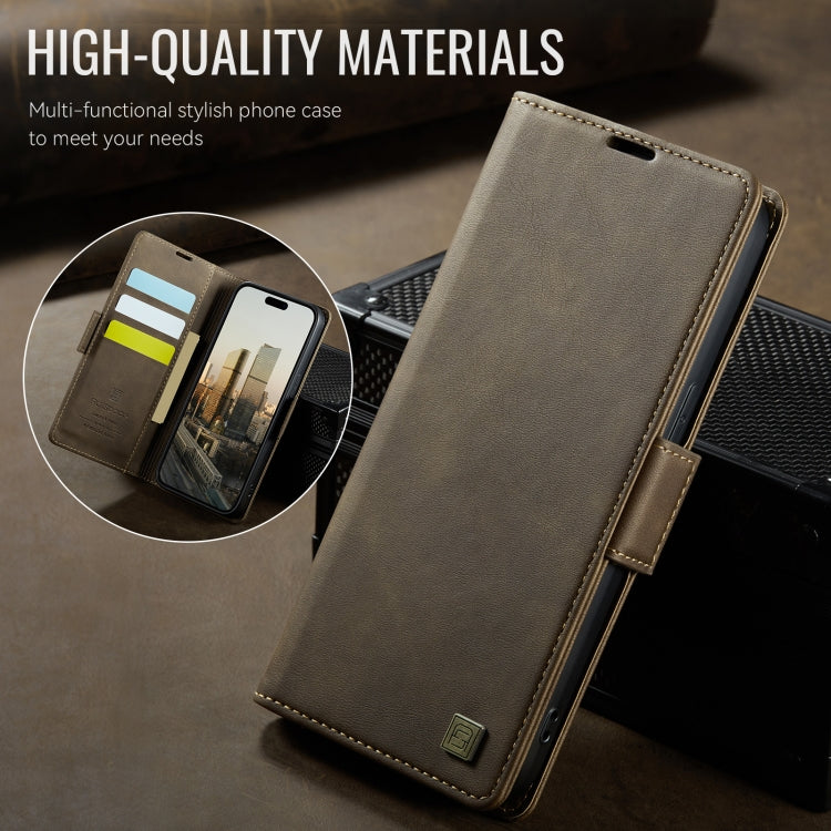 For iPhone 12 Pro Max AutSpace A11 Side Buckle MagSafe Magnetic RFID Phone Leather Case