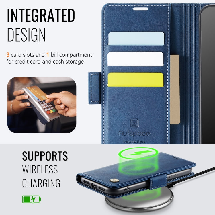 For iPhone 11 Pro Max AutSpace A11 Side Buckle MagSafe Magnetic RFID Phone Leather Case