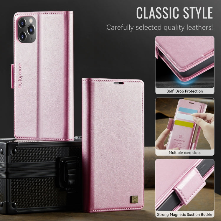 For iPhone 11 Pro Max AutSpace A11 Side Buckle MagSafe Magnetic RFID Phone Leather Case