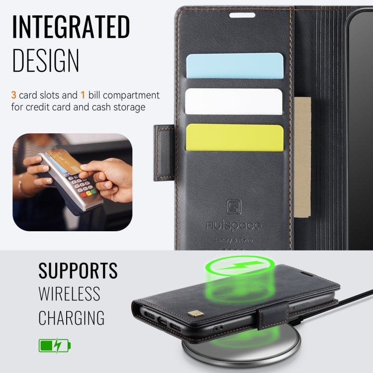 For iPhone 11 AutSpace A11 Side Buckle MagSafe Magnetic RFID Phone Leather Case