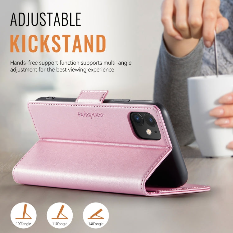 For iPhone 11 AutSpace A11 Side Buckle MagSafe Magnetic RFID Phone Leather Case