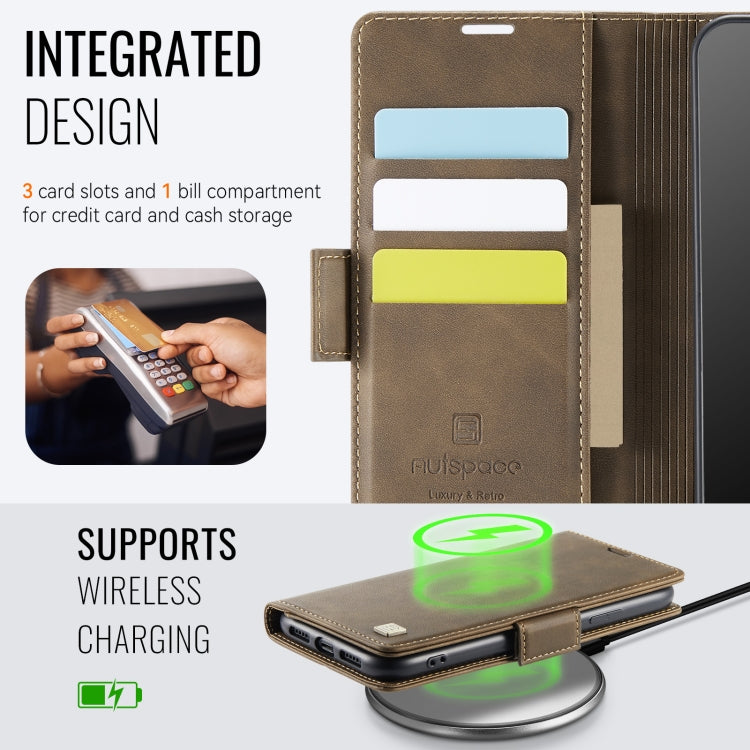 For iPhone 11 AutSpace A11 Side Buckle MagSafe Magnetic RFID Phone Leather Case