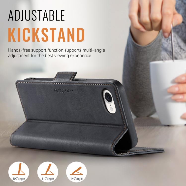 For iPhone 17e / 16e AutSpace A11 Side Buckle MagSafe Magnetic RFID Phone Leather Case