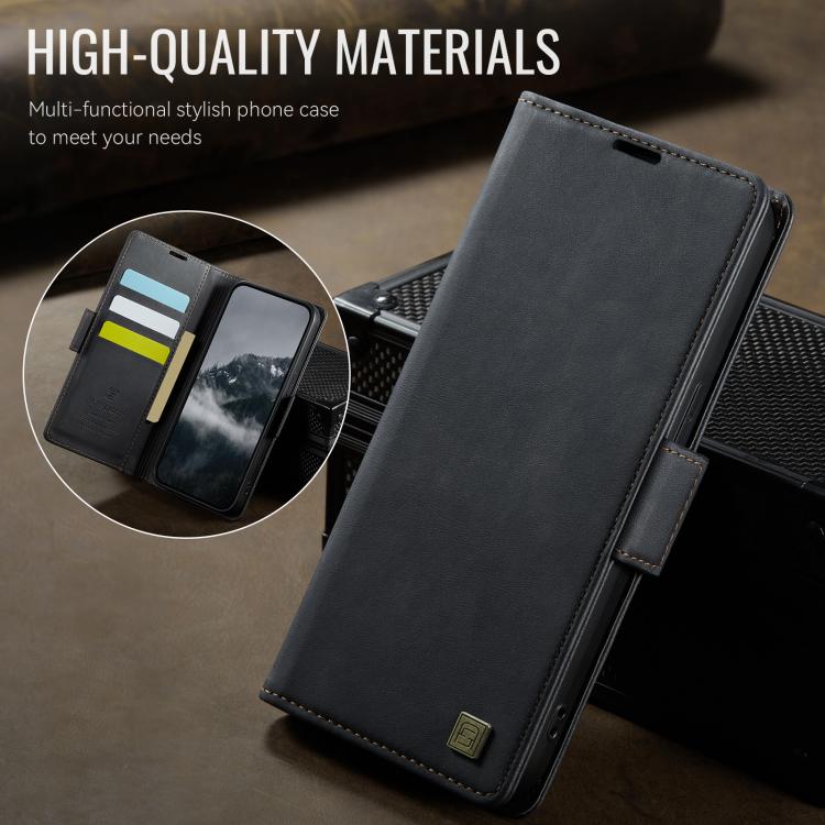 For iPhone 17e / 16e AutSpace A11 Side Buckle MagSafe Magnetic RFID Phone Leather Case