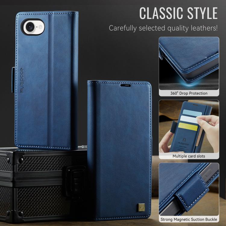 For iPhone 17e / 16e AutSpace A11 Side Buckle MagSafe Magnetic RFID Phone Leather Case