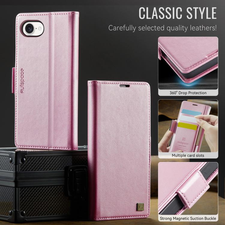For iPhone 17e / 16e AutSpace A11 Side Buckle MagSafe Magnetic RFID Phone Leather Case