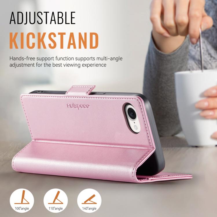 For iPhone 17e / 16e AutSpace A11 Side Buckle MagSafe Magnetic RFID Phone Leather Case