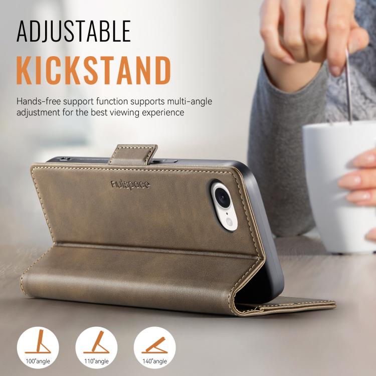 For iPhone 17e / 16e AutSpace A11 Side Buckle MagSafe Magnetic RFID Phone Leather Case