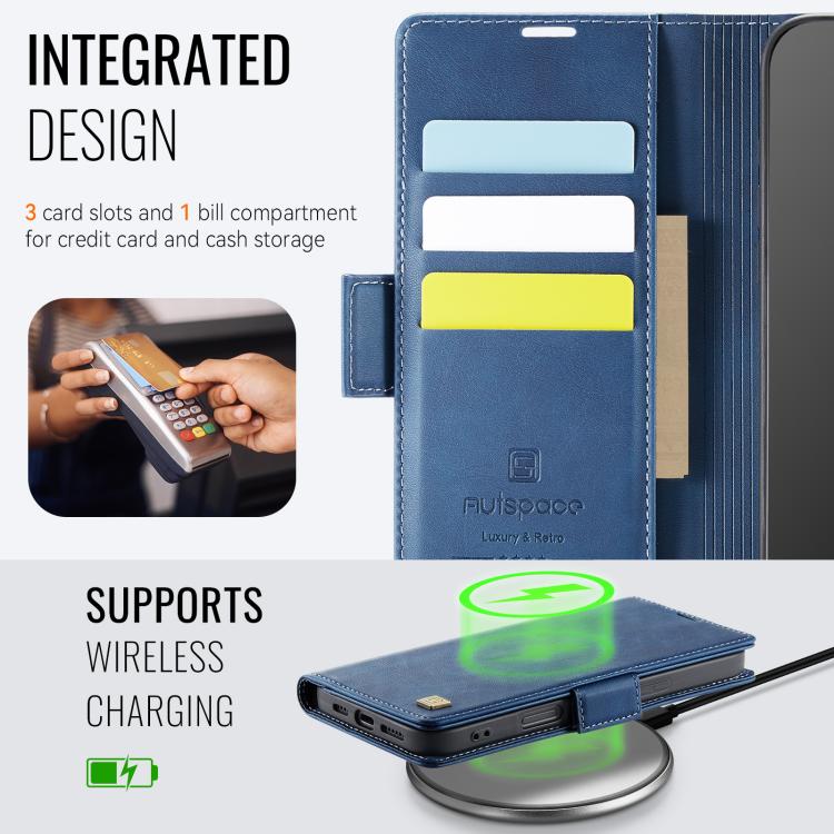 For iPhone 17 Pro Max AutSpace A11 Side Buckle MagSafe Magnetic RFID Phone Leather Case