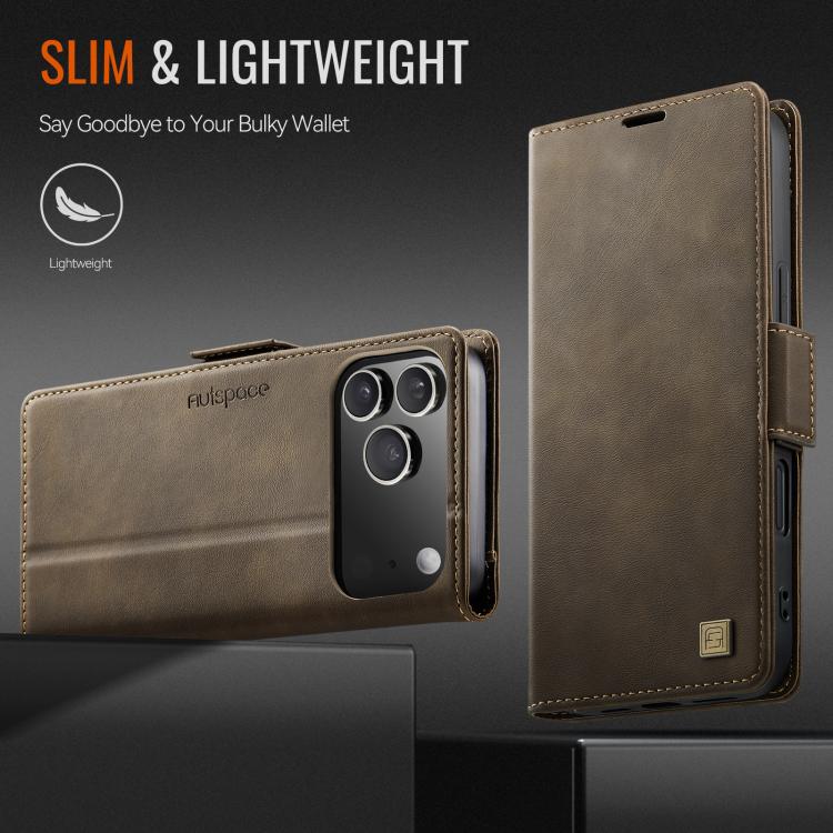 For iPhone 17 Pro Max AutSpace A11 Side Buckle MagSafe Magnetic RFID Phone Leather Case