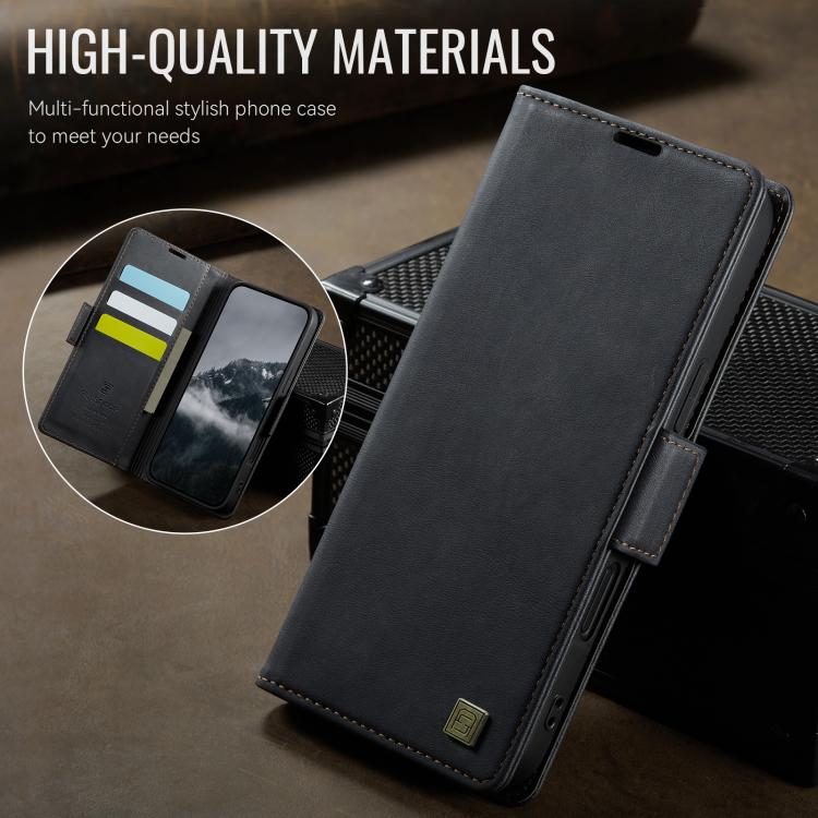 For iPhone 17 Pro AutSpace A11 Side Buckle MagSafe Magnetic RFID Phone Leather Case