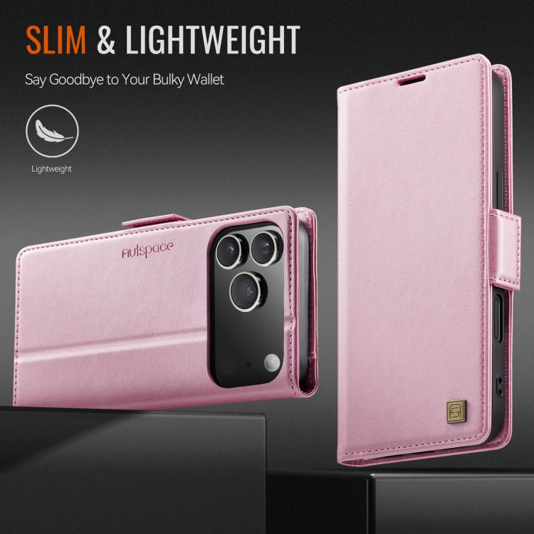 For iPhone 17 Pro AutSpace A11 Side Buckle MagSafe Magnetic RFID Phone Leather Case