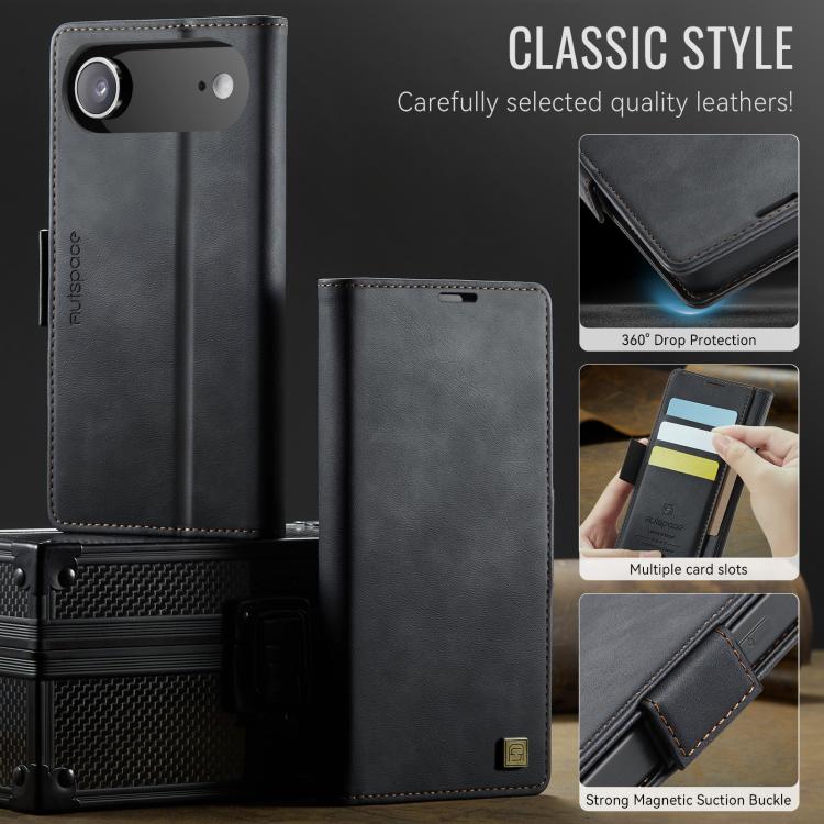 For iPhone Air AutSpace A11 Side Buckle MagSafe Magnetic RFID Phone Leather Case