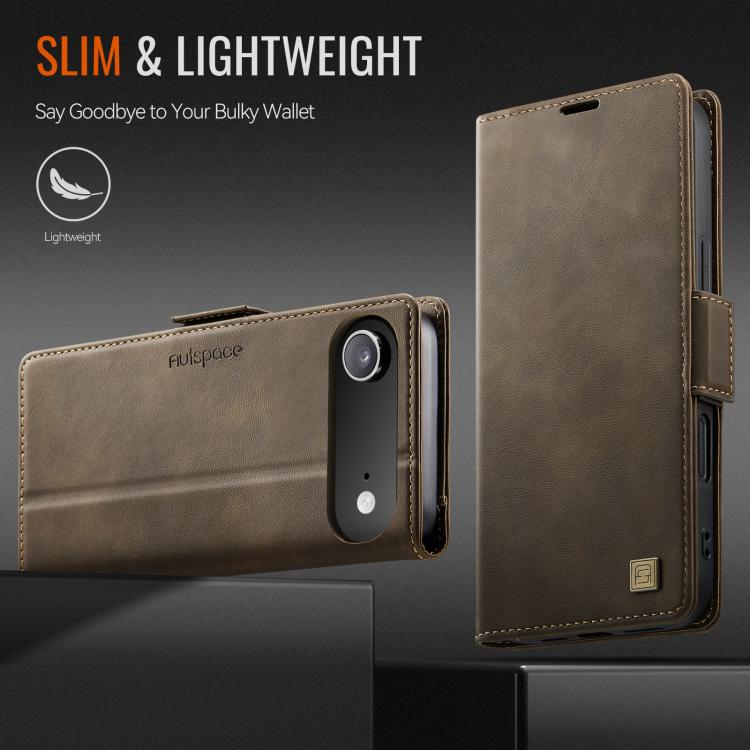 For iPhone Air AutSpace A11 Side Buckle MagSafe Magnetic RFID Phone Leather Case