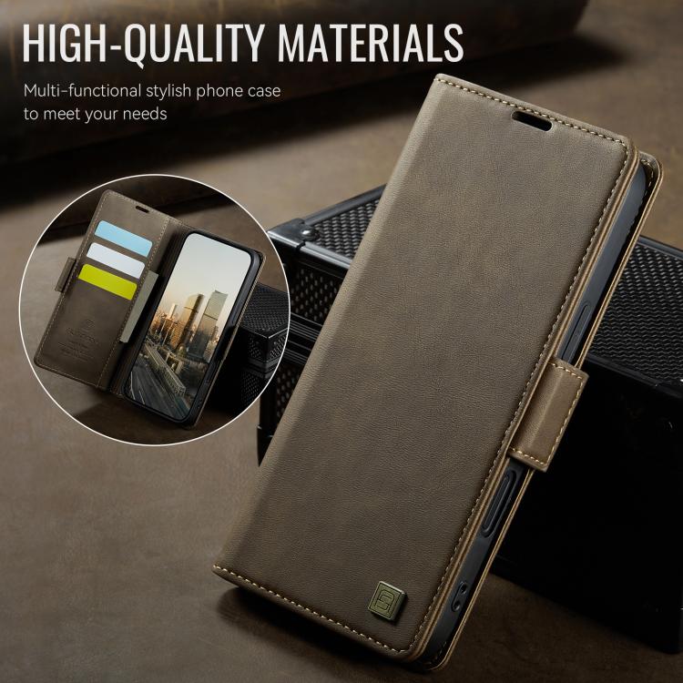 For iPhone 17 AutSpace A11 Side Buckle MagSafe Magnetic RFID Phone Leather Case