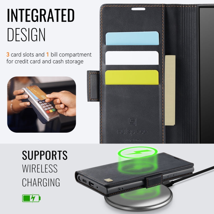 For Samsung Galaxy Note20 AutSpace A11 Side Buckle MagSafe Magnetic RFID Phone Leather Case
