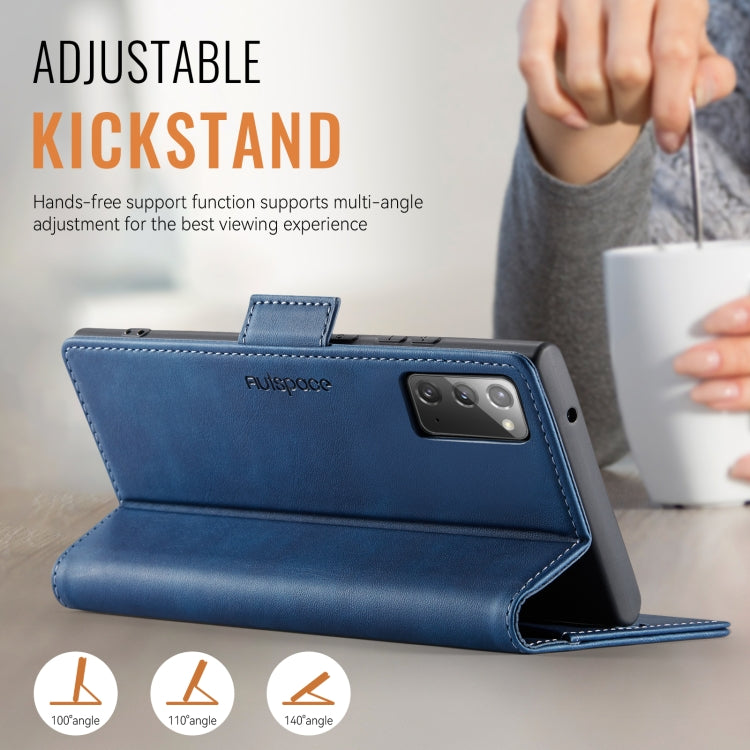 For Samsung Galaxy Note20 AutSpace A11 Side Buckle MagSafe Magnetic RFID Phone Leather Case