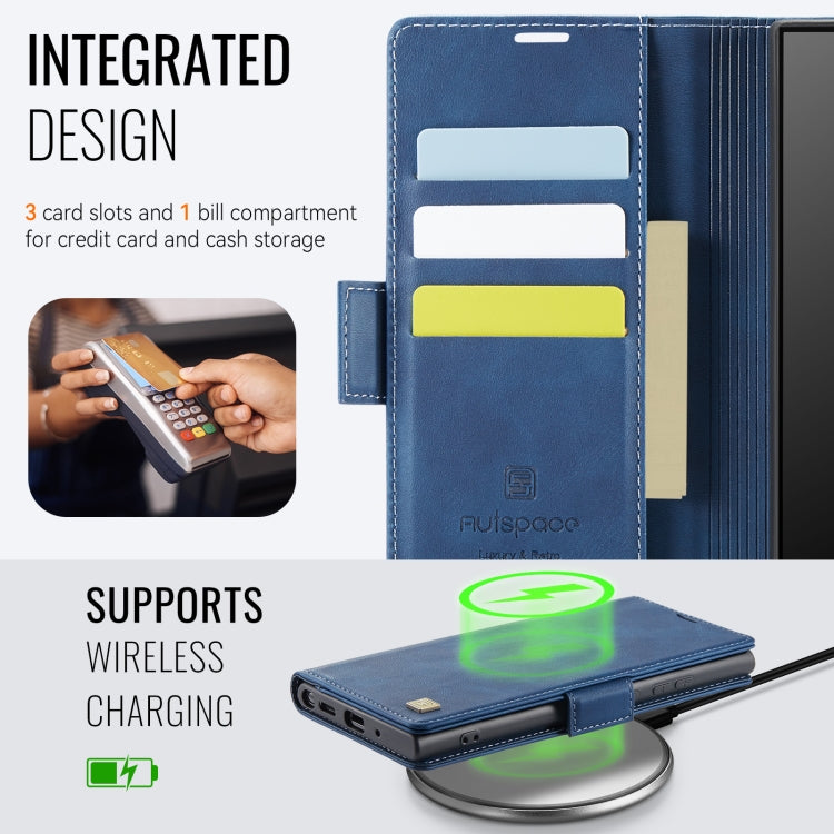 For Samsung Galaxy Note20 AutSpace A11 Side Buckle MagSafe Magnetic RFID Phone Leather Case