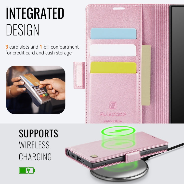 For Samsung Galaxy Note20 AutSpace A11 Side Buckle MagSafe Magnetic RFID Phone Leather Case