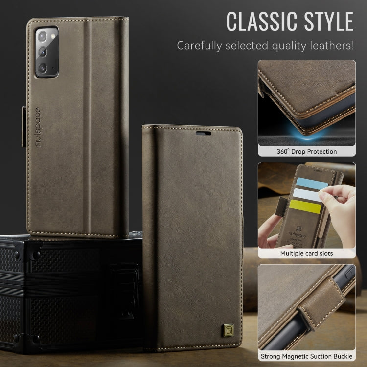 For Samsung Galaxy Note20 AutSpace A11 Side Buckle MagSafe Magnetic RFID Phone Leather Case