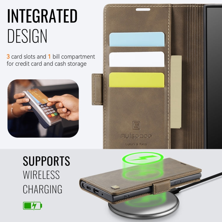 For Samsung Galaxy Note20 AutSpace A11 Side Buckle MagSafe Magnetic RFID Phone Leather Case