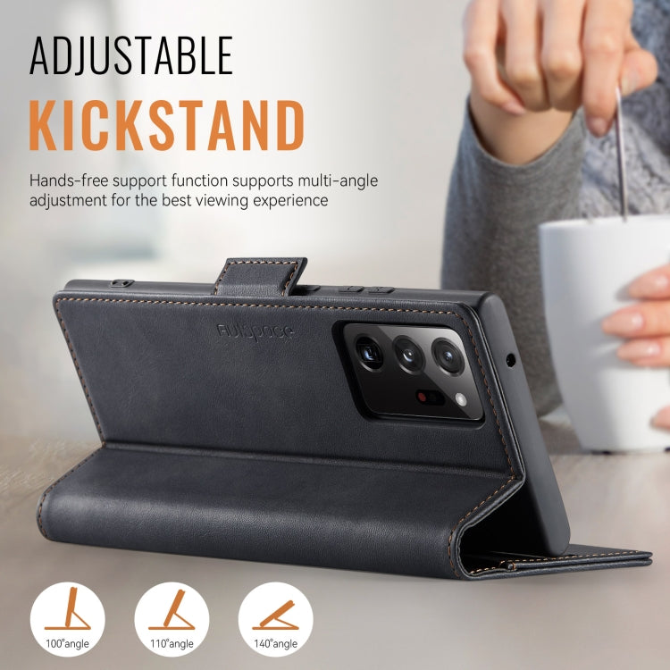 For Samsung Galaxy Note20 Ultra AutSpace A11 Side Buckle MagSafe Magnetic RFID Phone Leather Case