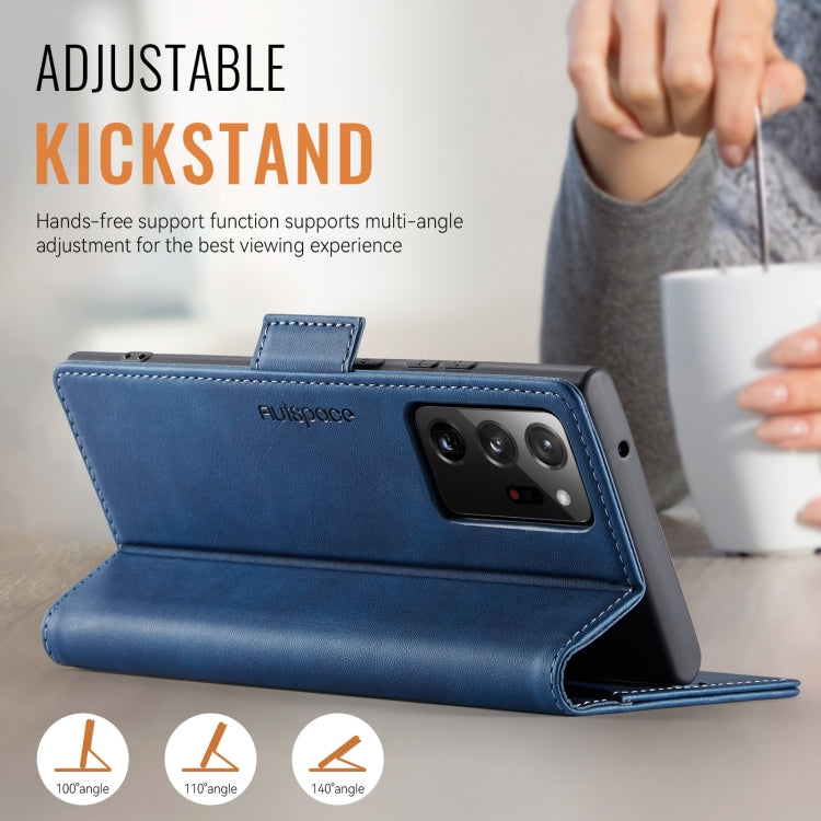 For Samsung Galaxy Note20 Ultra AutSpace A11 Side Buckle MagSafe Magnetic RFID Phone Leather Case