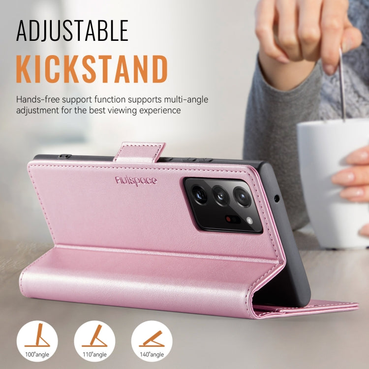 For Samsung Galaxy Note20 Ultra AutSpace A11 Side Buckle MagSafe Magnetic RFID Phone Leather Case