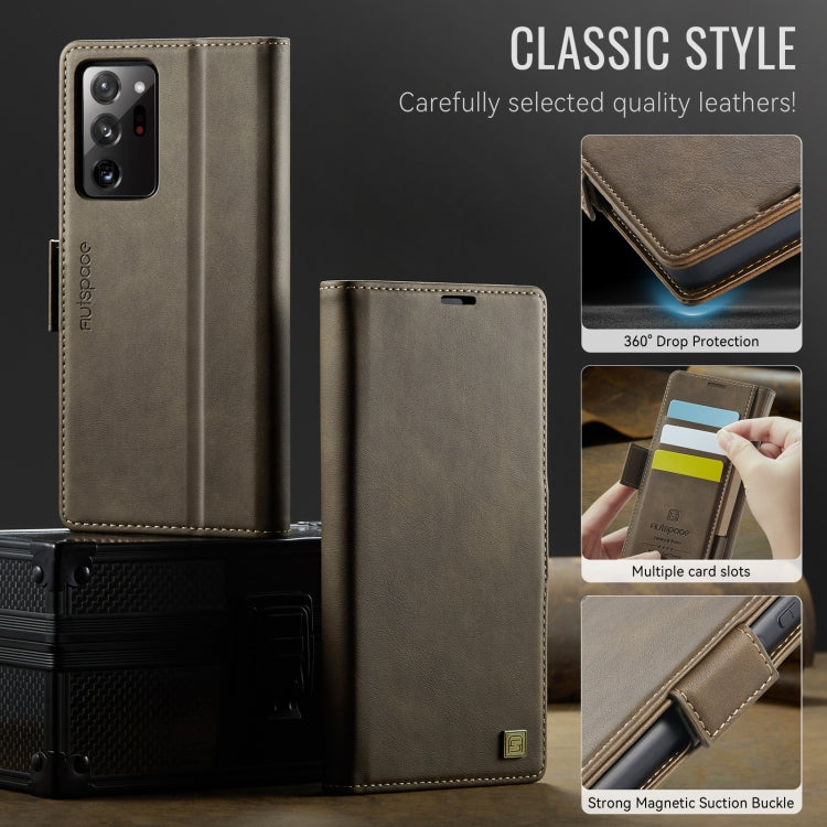 For Samsung Galaxy Note20 Ultra AutSpace A11 Side Buckle MagSafe Magnetic RFID Phone Leather Case