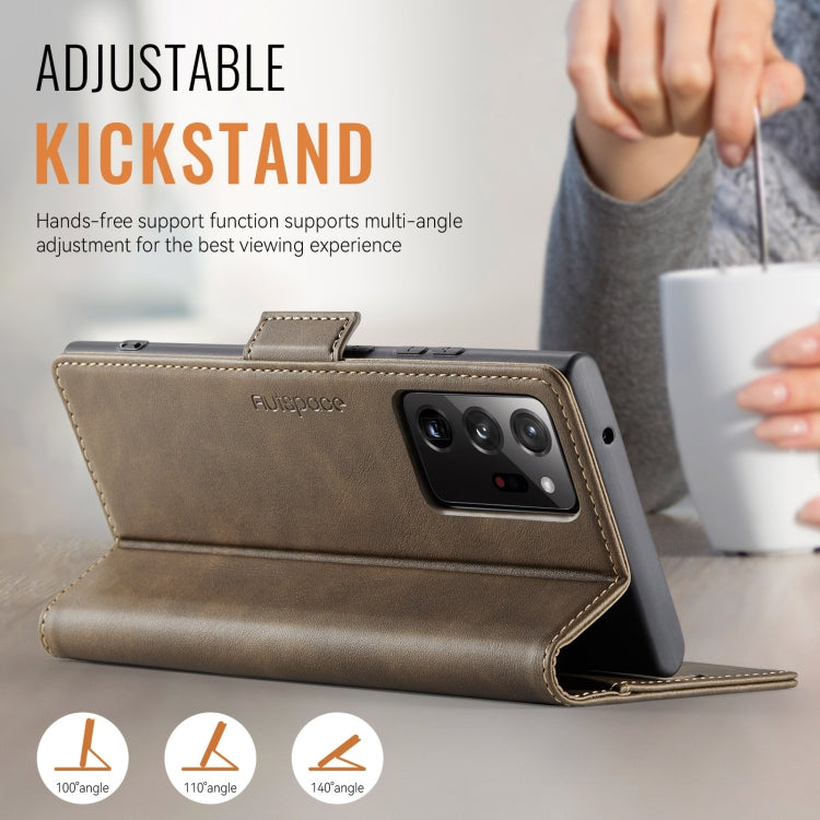 For Samsung Galaxy Note20 Ultra AutSpace A11 Side Buckle MagSafe Magnetic RFID Phone Leather Case