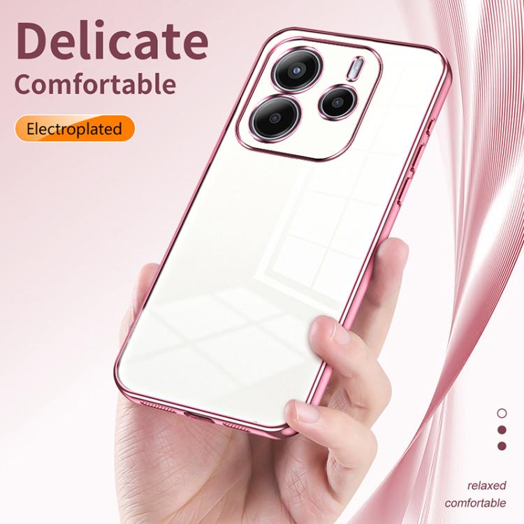 For Redmi Note14 4G 163.25mm Transparent Plating Fine Hole Phone Case