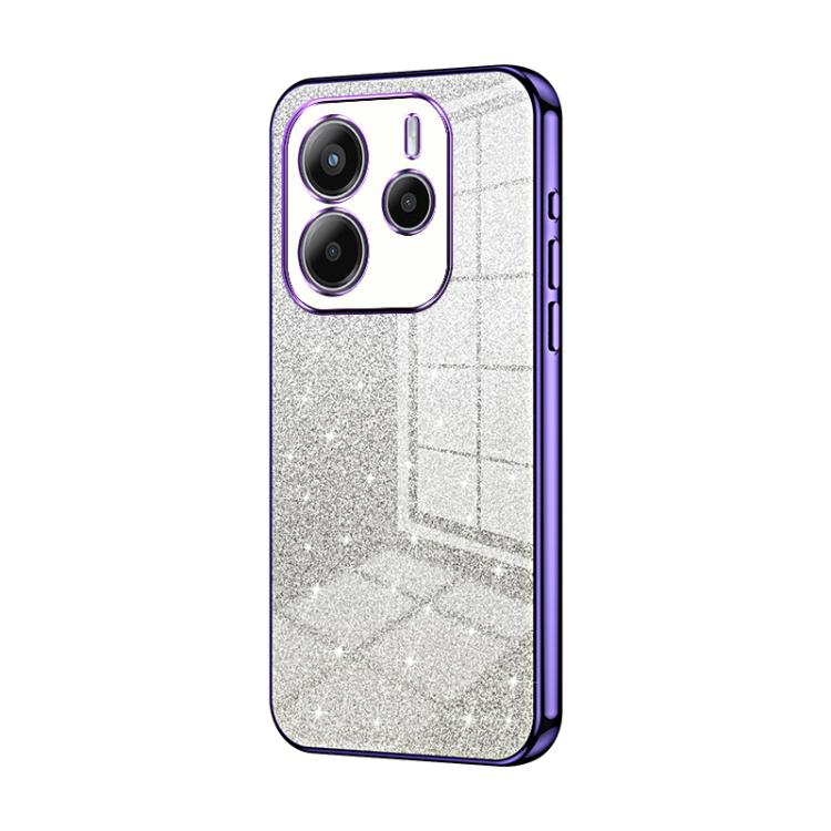 For Redmi Note 14 4G 163.25mm Gradient Glitter Powder Electroplated Phone Case