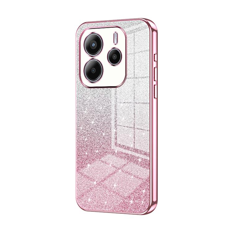 For Redmi Note 14 4G 163.25mm Gradient Glitter Powder Electroplated Phone Case