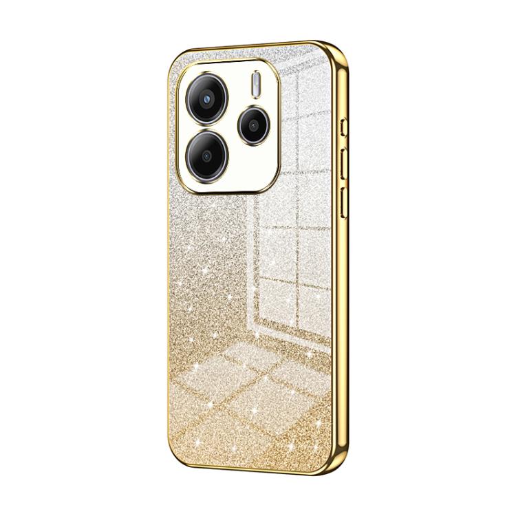 For Redmi Note 14 4G 163.25mm Gradient Glitter Powder Electroplated Phone Case