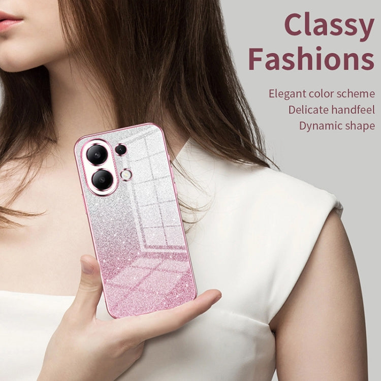 For Redmi Note 14 4G 163.25mm Gradient Glitter Powder Electroplated Phone Case