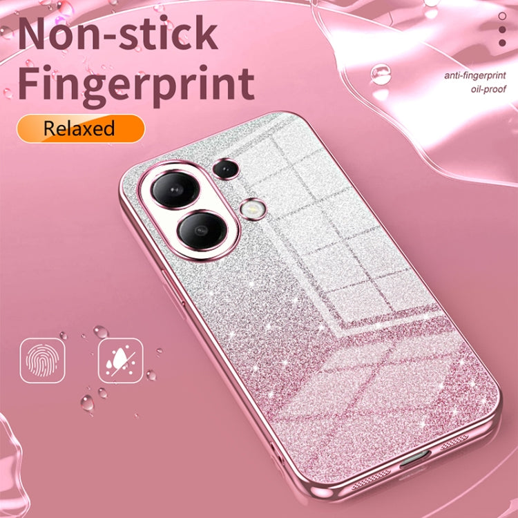 For Redmi Note 14 4G 163.25mm Gradient Glitter Powder Electroplated Phone Case