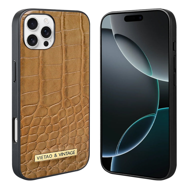 For iPhone 16 Pro Max VIETAO Alligator Texture PU Phone Case