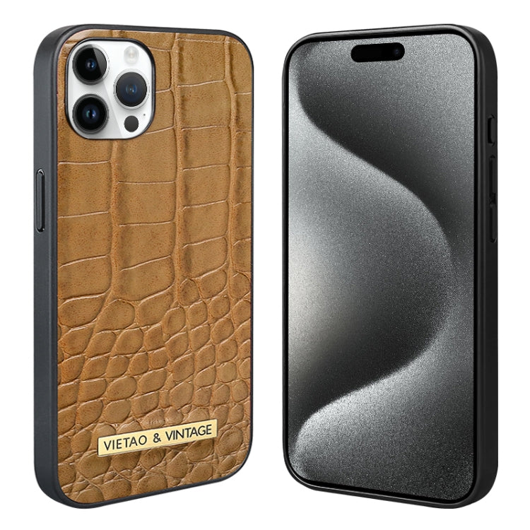 For iPhone 15 Pro Max VIETAO Alligator Texture PU Phone Case
