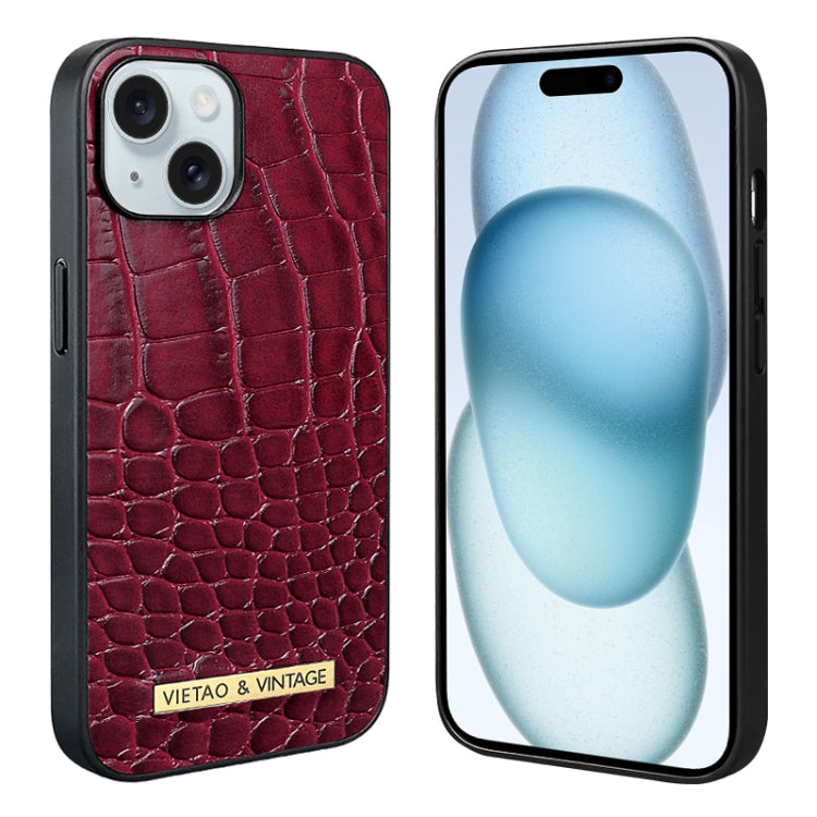 For iPhone 15 VIETAO Alligator Texture PU Phone Case