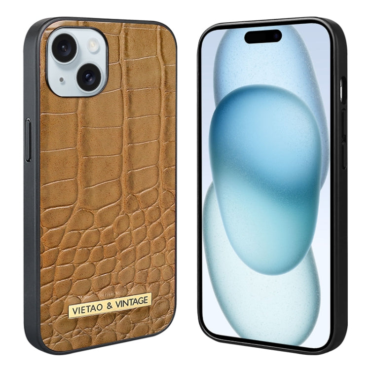 For iPhone 15 VIETAO Alligator Texture PU Phone Case