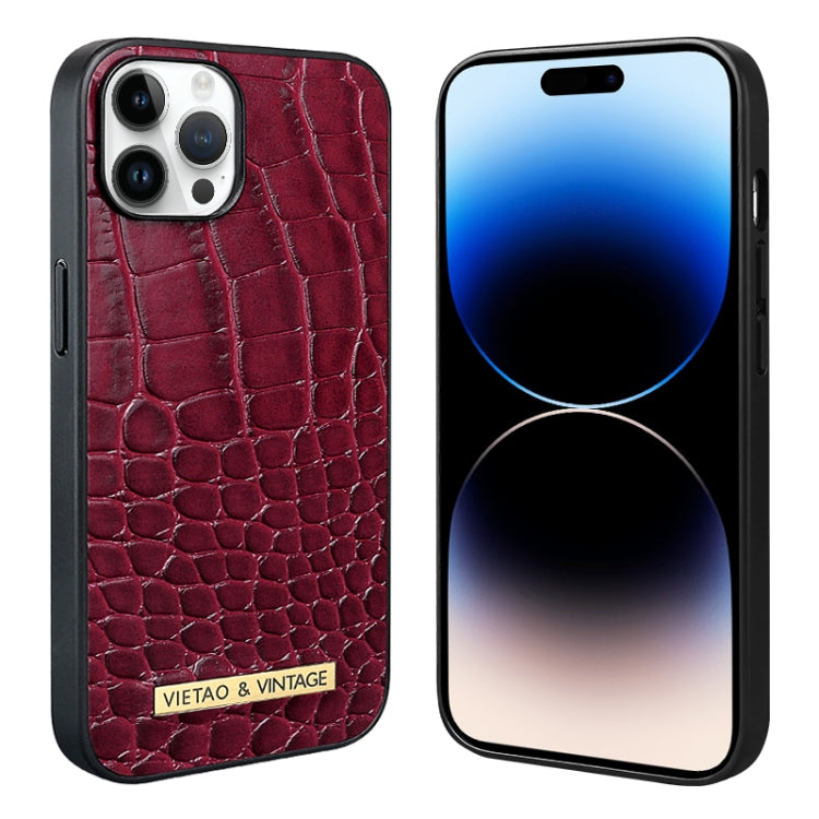 For iPhone 14 Pro VIETAO Alligator Texture PU Phone Case