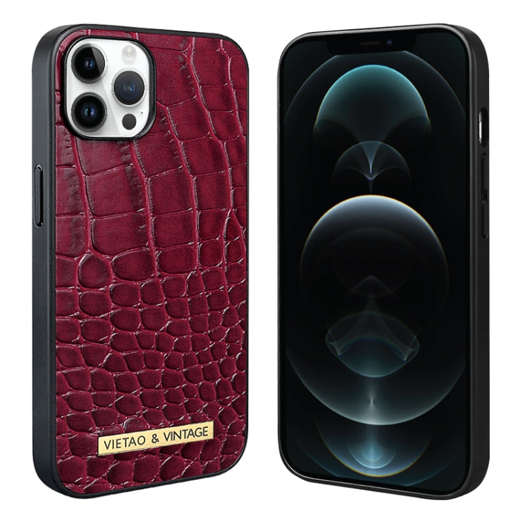 For iPhone 12 Pro Max VIETAO Alligator Texture PU Phone Case