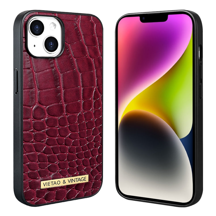 For iPhone 14 Plus VIETAO Alligator Texture PU Phone Case