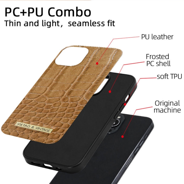 For iPhone 14 Pro Max VIETAO Alligator Texture PU Phone Case